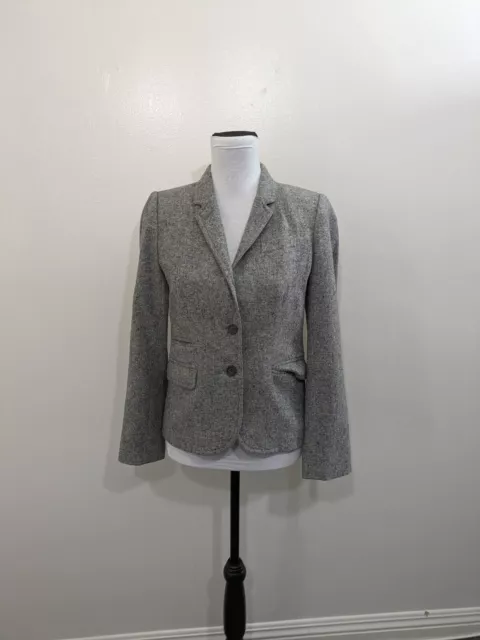 J. Crew Size S Tweed Schoolboy Wool Silk Single Breasted Blazer Gray