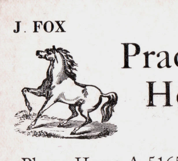 J. Fox Oakland California Horse Shoeing Wagon Work Horses  Antique Business Card