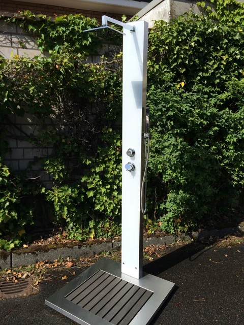 GARTENDUSCHE TOBAGO AUS Edelstahl, Glas und WPC Ideal Eichenwald