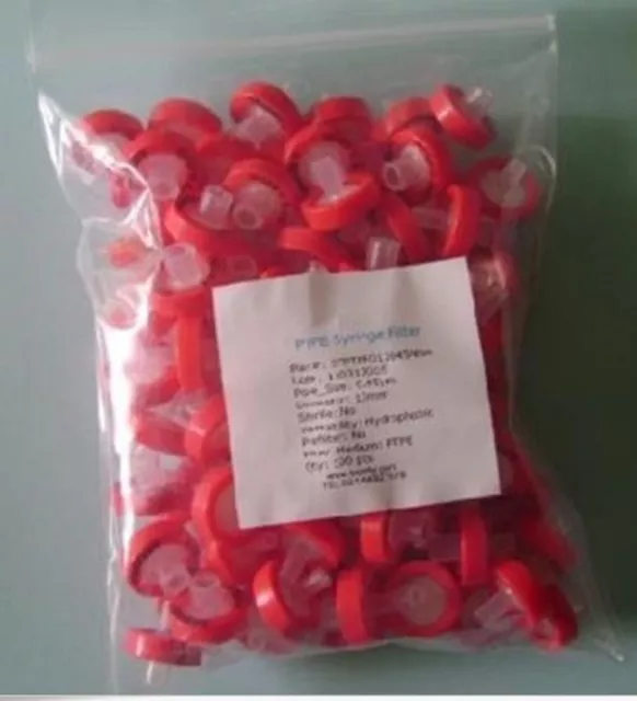 NEW 100pcs PTFE Syringe Filters 25mm 0.45um non-sterilized