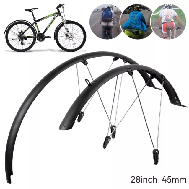 Schutzbleche Set Vorne Hinten Fahrrad Schutzblech 28 Zoll Schwarz 45mm Breit