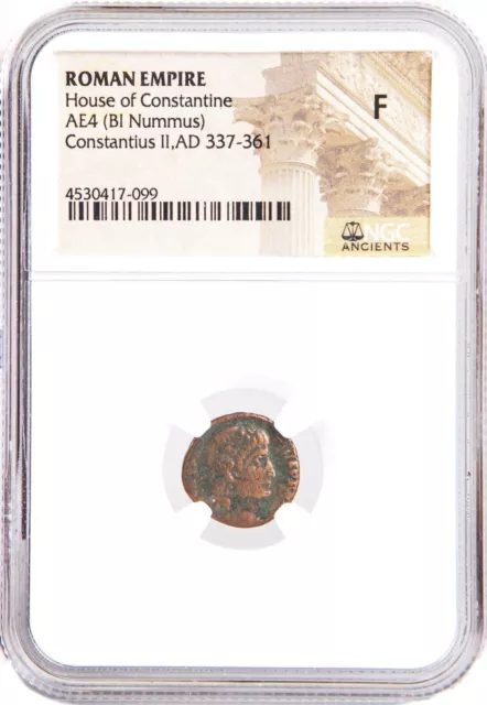 NGC F Roman AE of Constantius II (AD 337-361) FINE NGC Ancients Certified Coin