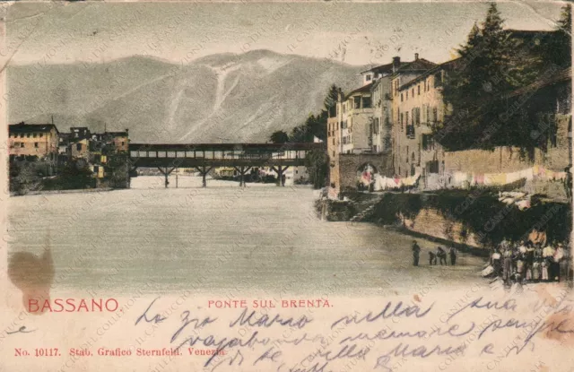 1901 BASSANO DEL GRAPPA Ponte sul Brenta Vicenza Cartolina animata