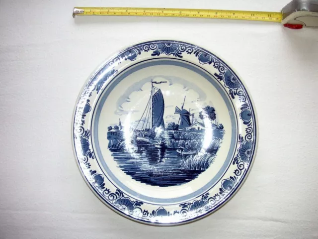 Blauw Delft Wall Plate Distel Handpainted Holland Windmill 24.2CM Diameter X 3.5