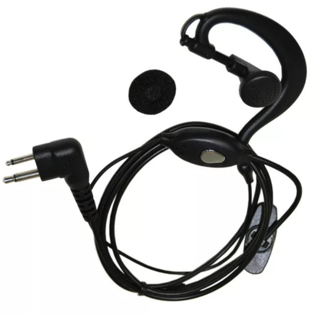 HQRP External Ear Loop 2Pin Headset w/ PTT Mic for Motorola Series Radio Devices