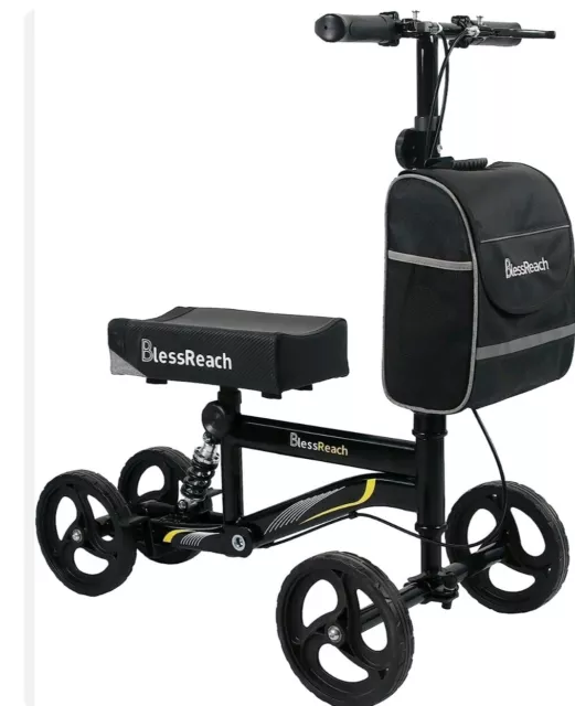 BlessReach Knee Scooter Walker, Steerable & Foldable - Black