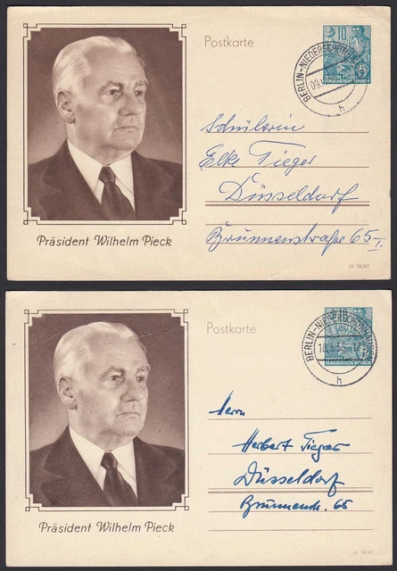 DDR 2 Stück Ganzsachen P67 Wilhelm Pieck 1956 von Niederschönhausen (20268