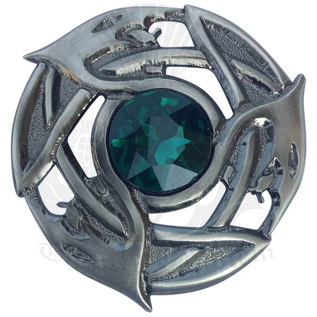 Broche Écossaise Celtique Pour Homme - Mouche Kilt Plaqué Pierre Colorée, Finition Antique Élégante