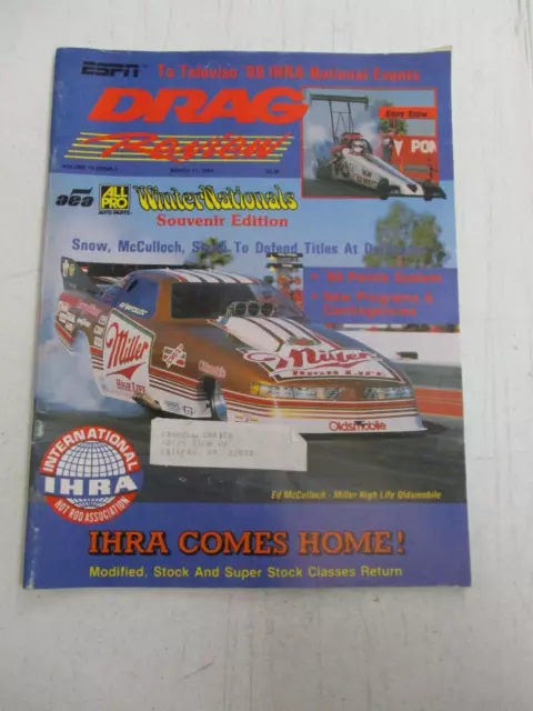 Drag Review Magazine March 11, 1989 Gene Snow Mcculloch Darlington Racing