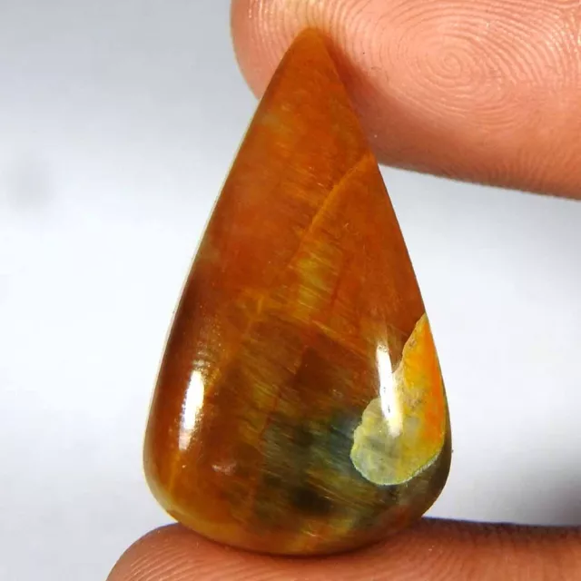 18.05Cts100%Natural Golden Power Pietersite Pear Cabochon Gemstone