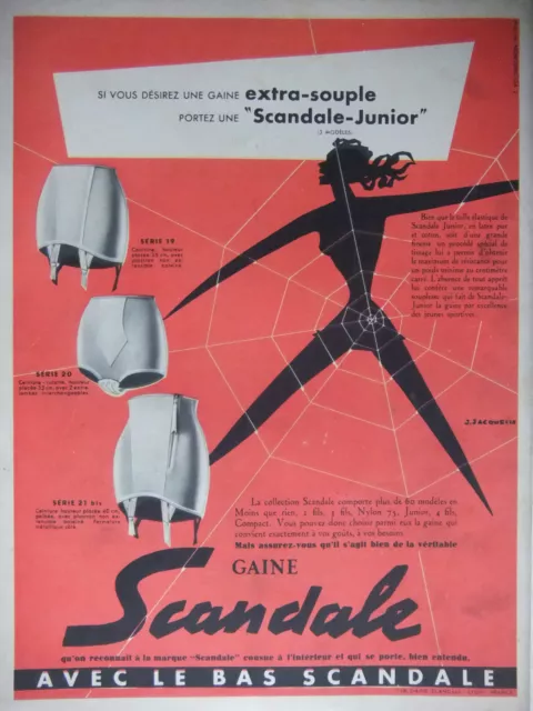 PUBLICITÉ DE PRESSE 1953 LA GAINE SCANDALE - D'après J.JACQUELIN - ADVERTISING