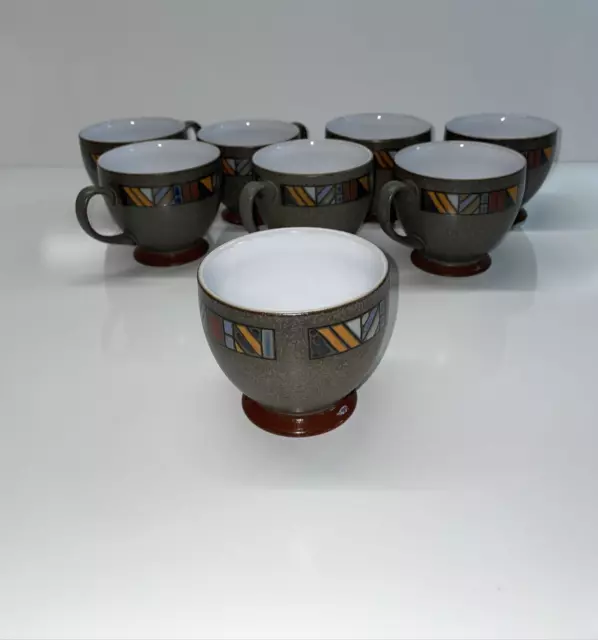 Set of 7 Denby Marrakesh Stoneware Tea Cups & 1 Sugar Bowl Made in England G1