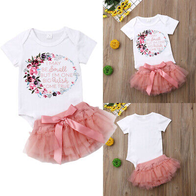 Newborn Baby Girl Clothes Printed Tops Romper Bodysuit Tutu Pants Outfits Set