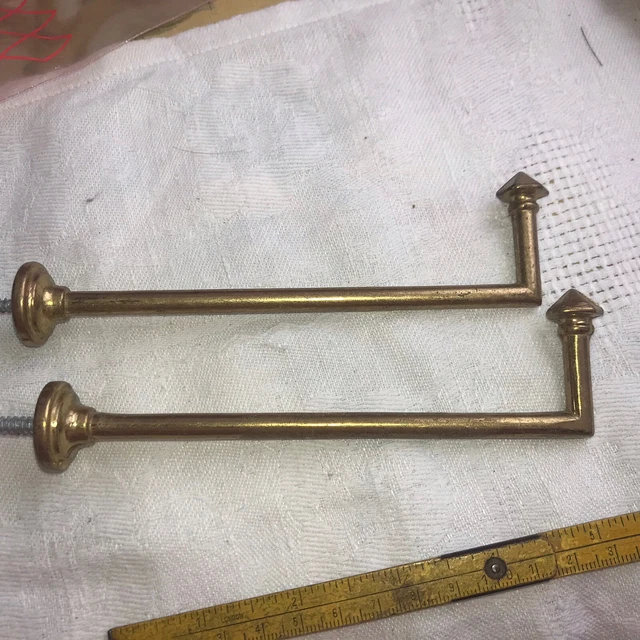 Vintage PAIR French Antique Brass Drapery Curtain Holdback Towel Hook Victorian