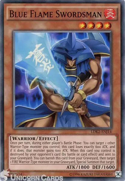 LDK2-ENJ14 Blue Flame Swordsman UNL edition Mint YuGiOh Card