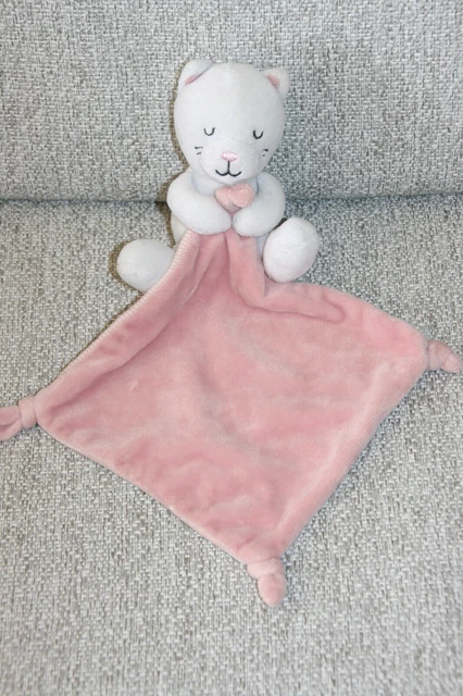 Nicotoy Simba Toys Doudou Chat Ours Blanc Mouchoir Rose Etat Neuf