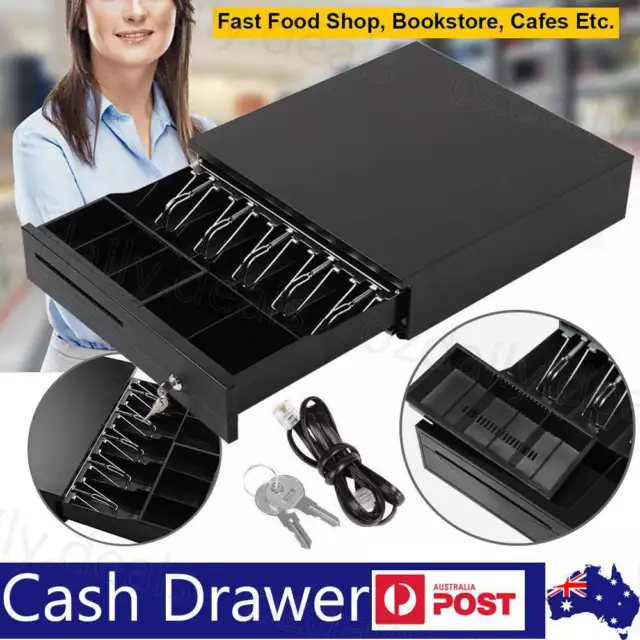 Manual/Electronic Heavy Duty Cash Drawer Register POS 5 Bills 5 Coins Tray New