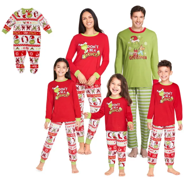 Grinch Christmas Pyjamas Xmas PJs Family Matching Adult Kids Baby Nightwear Pj's