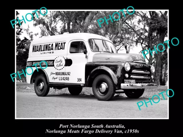 OLD LARGE HISTORIC PHOTO OF PORT NORLUNGA Sth AUST BUTCHERS VAN, FARGO c1950s