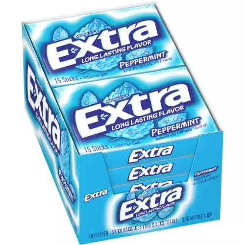 Wrigleys Extra Chewing Gum Peppermint 15 Pieces X 10 Pack - USA