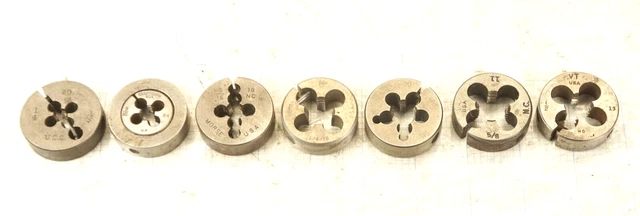 1-1/2" Od Round Dies  1/4"-20, 5/16-24, 5/16-18, 1/4-18, 1/2-20, 1/2-13, 5/8-11