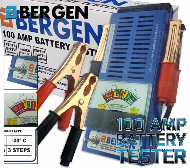 BERGEN 6v-12v 100 Amp Battery Load & Charging System Tester Car/Van Battery Test