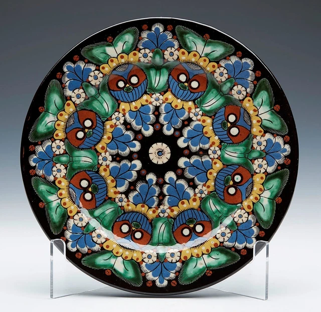 Antique Swiss Thoune Majolica Plate Signed C.1900