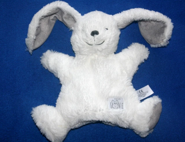 Simba Toys Doudou Lapin Marionnette Blanc Gris Made In Love Etat Neuf