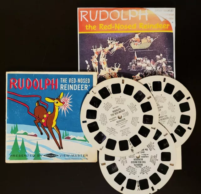 🎬Viewmaster Classic🎬Rudolph the red-nosed Reindeer🎬Old Sawyer's reel Set