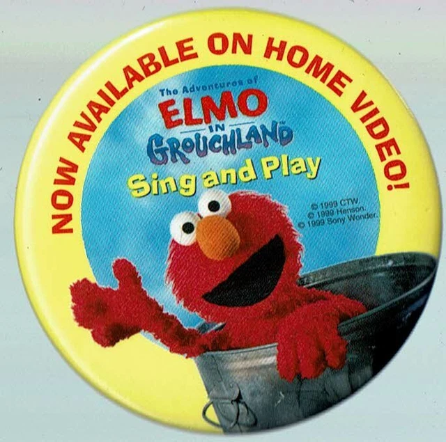 SESAME STREET ELMO in Grouchland Pinback Button VINTAGE RARE £3.86