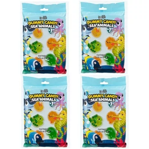 933646 4 x 72gg RAINDROPS GUMMY CANDY SEA ANIMALS