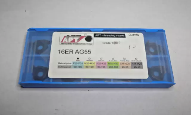 10 X APT Carbide Threading Insert 16ER AG55 T350 8-48 TPI