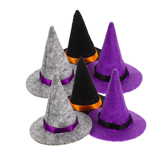 6 piezas Pequeños y encantadores sombreros de bruja hechos a mano botella de vino decoraciones suministros de Halloween