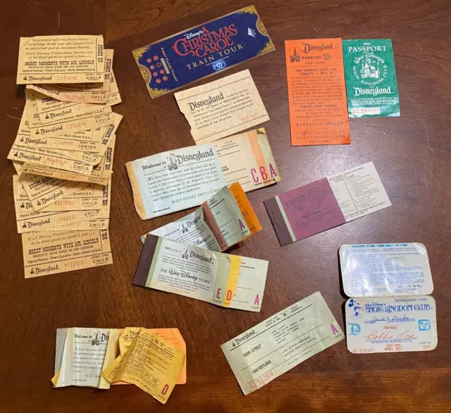 Vintage Stack of Disneyland Magic Kingdom Ticket Books & Passes 1960s-2000s