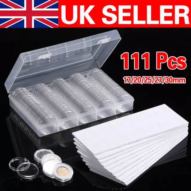 100x 30mm Round Coin Case Washers Plastic Capsules Holder Collection Storage Box