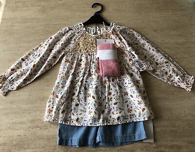 Mothercare ~ Girls 4 Piece Smock Top & Shorts Outfit ~ Age 4-5 Years ~ New