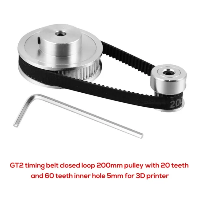 Neuf GT2 Courroie de Distribution Closed Boucle 200mm Poulie 20 Dents & 60 Inner