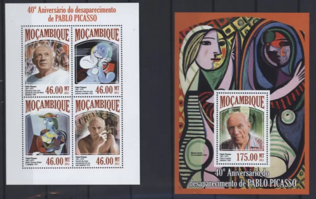 Mozambique 2013 - Pablo Picasso painting art paintings painting 6872-75 + block 814