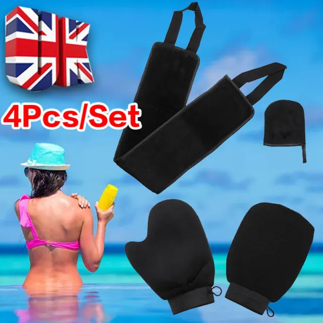 4Pcs/Set Back Body Cleaning Glove Self Tanning Mitt Fake Tan Applicator Gloves U