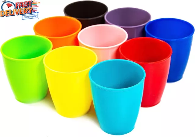 Kids Drinking Beakers 9 Pack Multi-Coloured Re-usable, Kids Plastic Cups, 250 ml