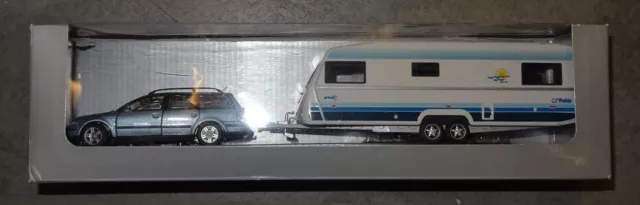 Schuco VW Volkswagen Passat Variant B5 Wohnwagen Caravan Polar 730 GSE 1:43 OVP