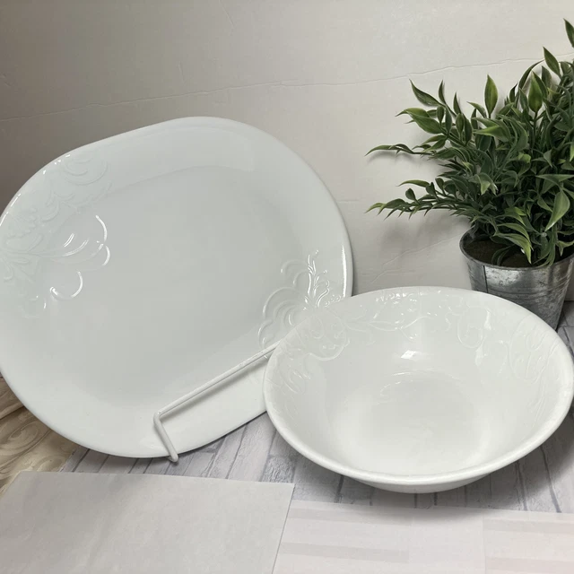 Tazón para servir Corelle Vitrelle BELLA FAENZA blanco en relieve plato de 8,5" y 12
