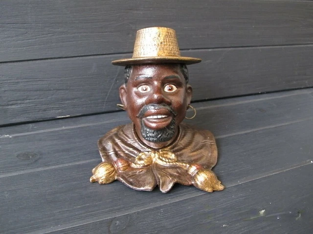 Vintage Piggy Bank COIN BOX Handsome Man with an earring and a hat