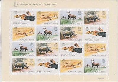 Portugal 1617 - 20 Feuilles Miniature Animaux Rhino Tigre Etc. (MNH)