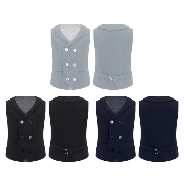 Gilet Gilet Vita Doppio Seno Bambini Ragazzi Abito Formale Gentleman Wedding Party