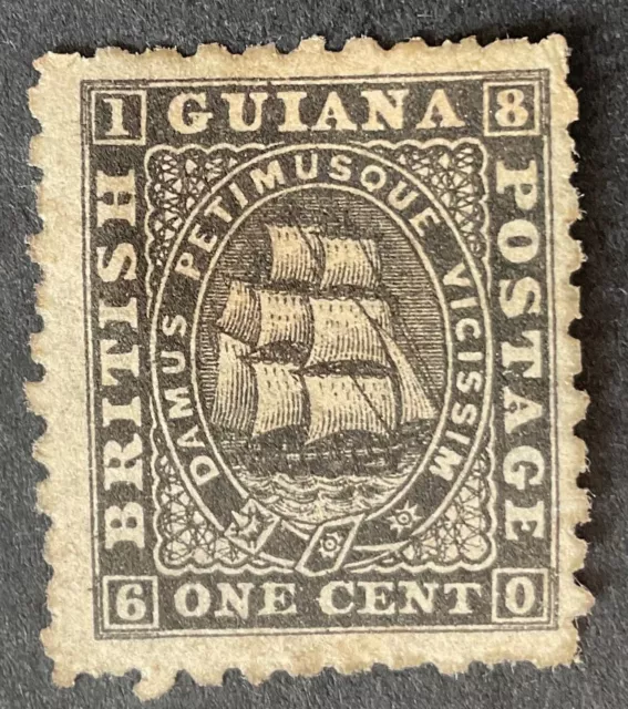 British Guiana 1862-63 1 cent black stamp mint hinged