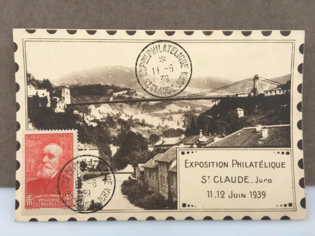 Carte postale / Exposition philatélique / St Claude / Jura / 1939