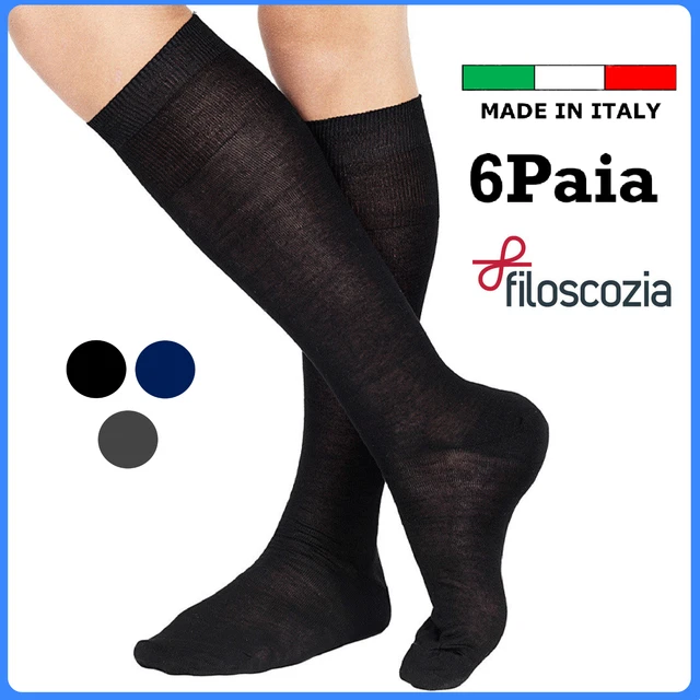 Set 6 paia calze lunghe da uomo in cotone filo di scozia lisce calzini lunghi