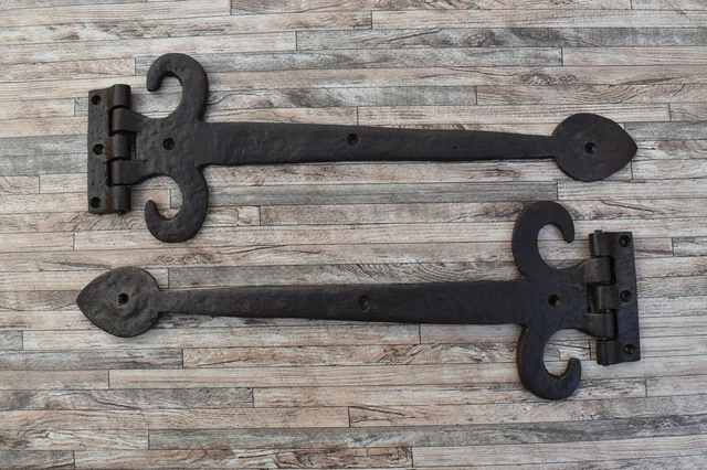 2pcs Vintage Large Cast Iron Gate Door Hinges Farm Barn House Cottage Decor 16"