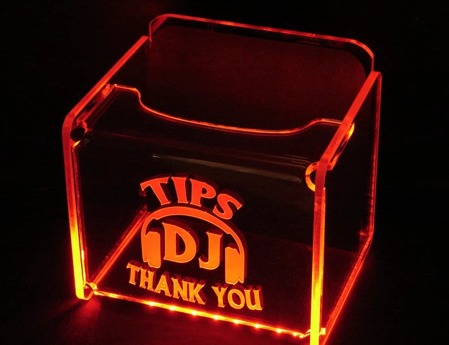 LED Glowing Acrylic Tip Box - Acoustic Guitar Design- 7 color choices-9V Battery